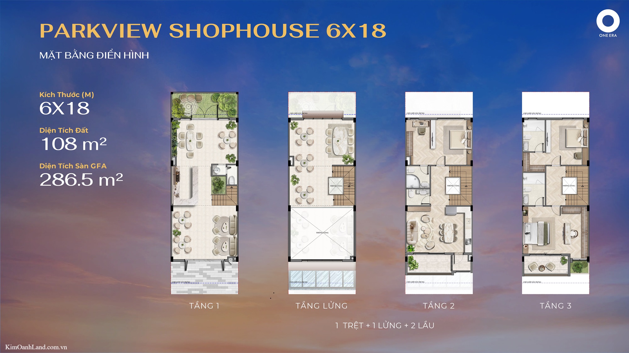 Layout Shophouse One Era 6x18m Layout Shophouse One Era 6x18m