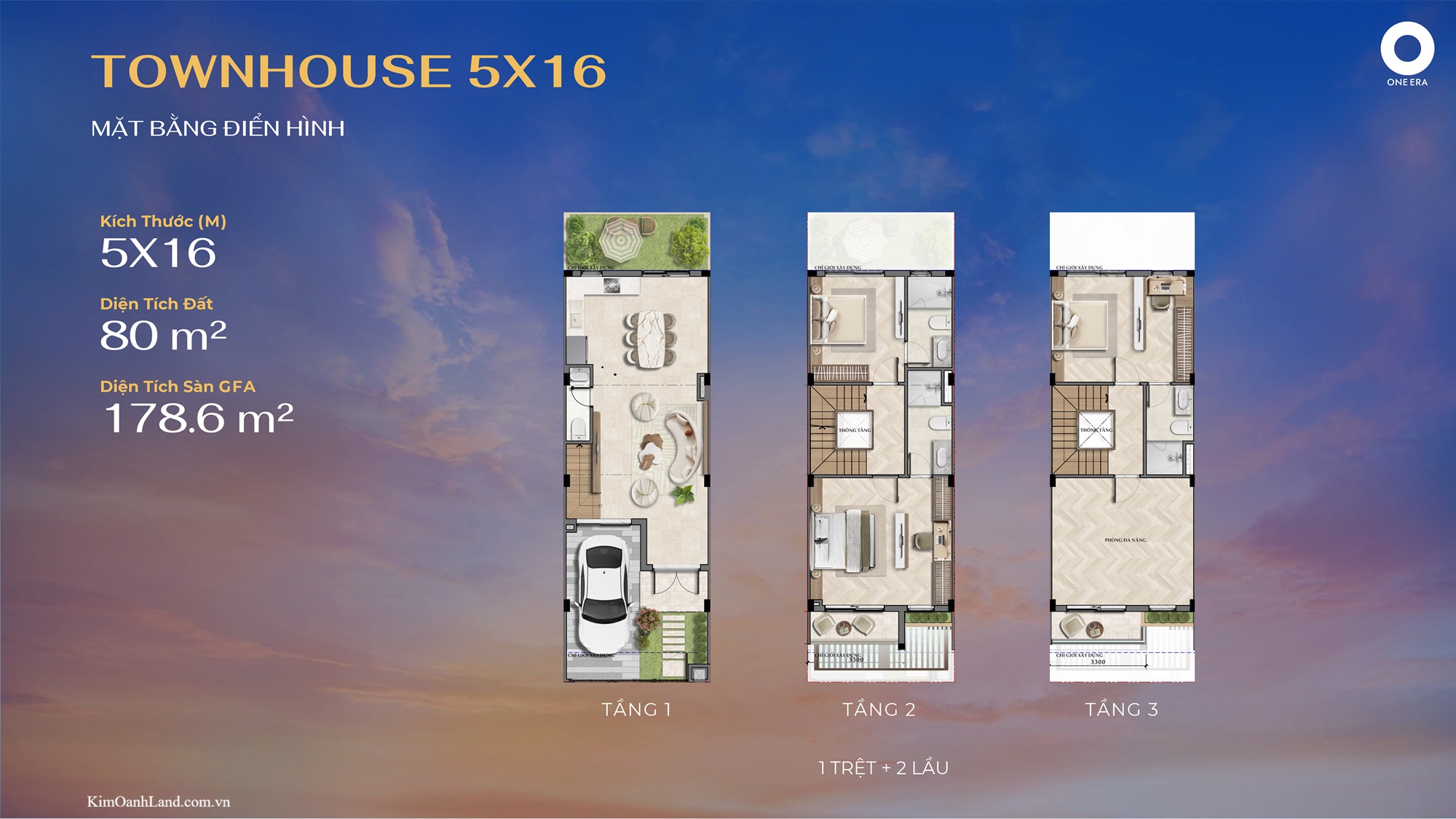 Layout nhà Townhouse 5x16m One Era Layout nhà Townhouse 5x16m One Era
